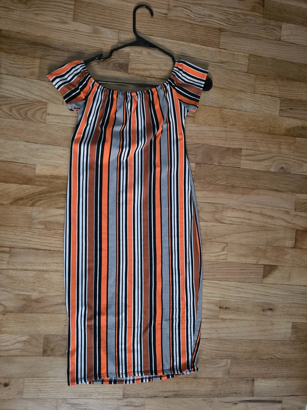 Annabelle Orange, Black & White Striped Dress